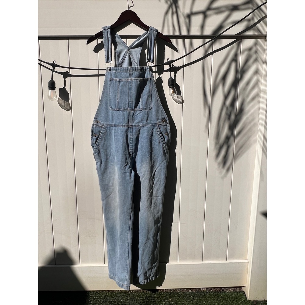 Vigoss Womens Denim Overalls‎ Light Wash Blue Straight Leg Bib Dungarees Small